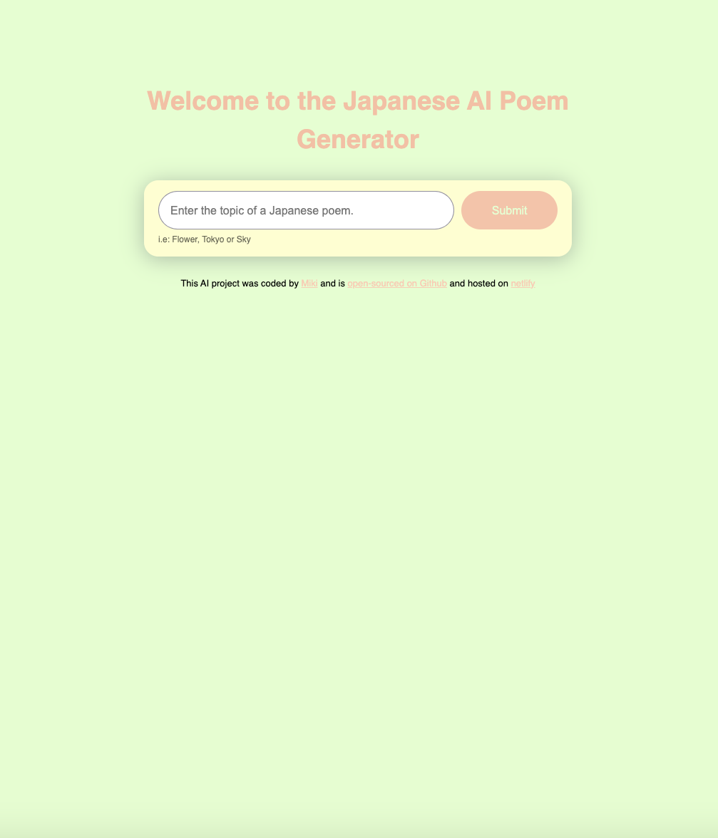 picture of AI Poem Generator project