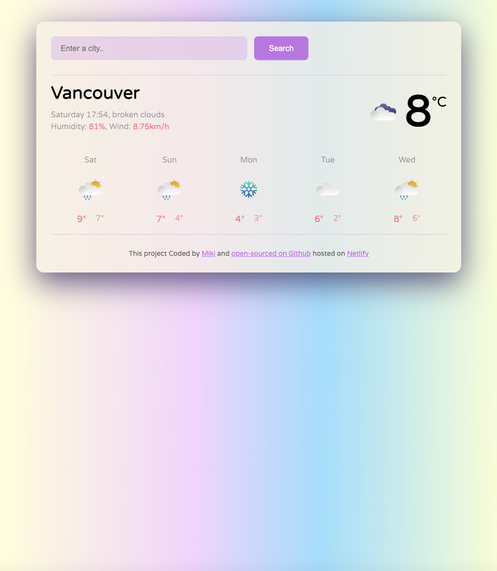 picture of weather app project